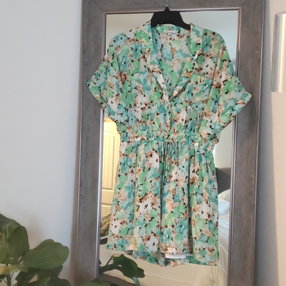 Floral Green Romper